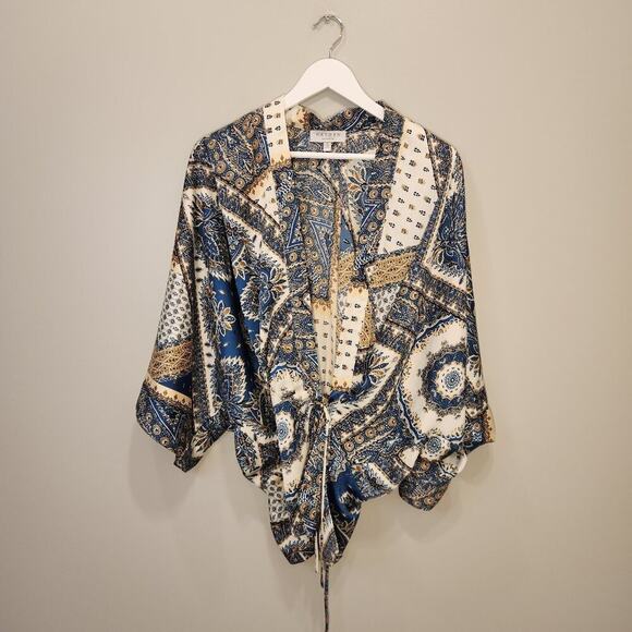 Hayden Tops - Hayden Los Angeles Wrap Blouse Kimono Boho Festival Flowy Western Glam - Size M